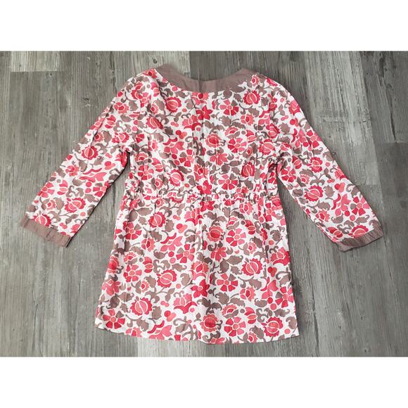 Boden Fall Festive Floral & Leaf Print V Neck 3/4 Sleeve Tie Waist Tunic Shirt - Picture 2 of 7